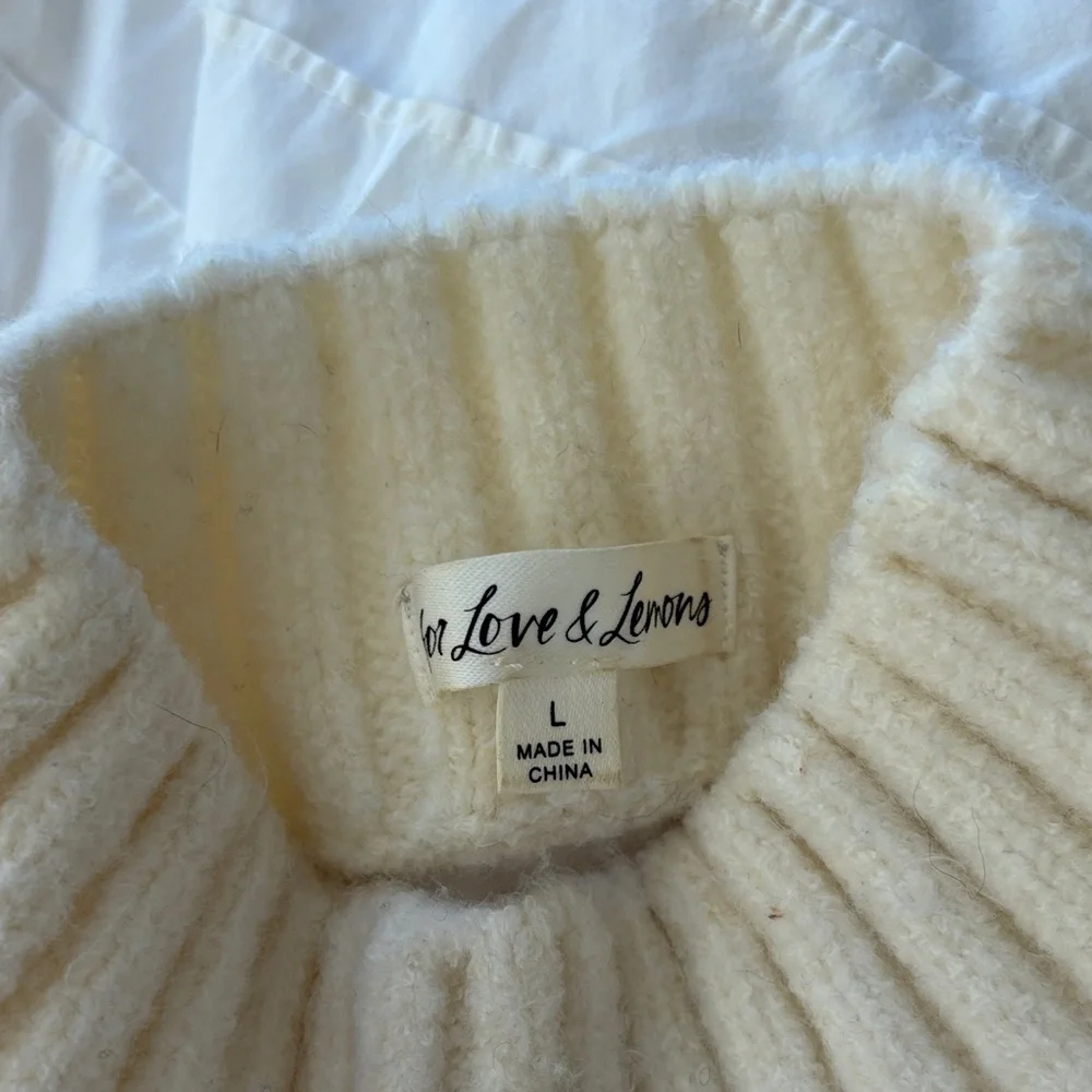 For Love And Lemons Cream Cowl Neck Ribbed Sweater Vest - Picture 2 of 3